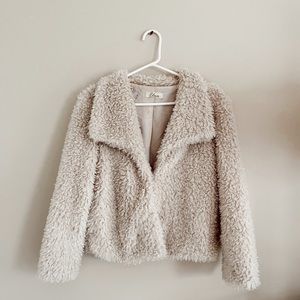 cream teddy faux fur coat